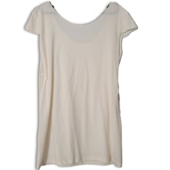 THREADLESS - NWOT 100% Cotton Scoop Neck Cap Sleeve T-Shirt Light Top Ivory Sz M - Picture 8 of 16
